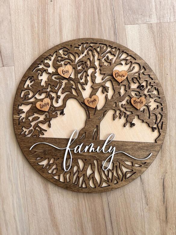 Customized Family Tree Wall Decor For Grandma - Rustic Wooden Sign Gift - Mother's Day And Christmas Present