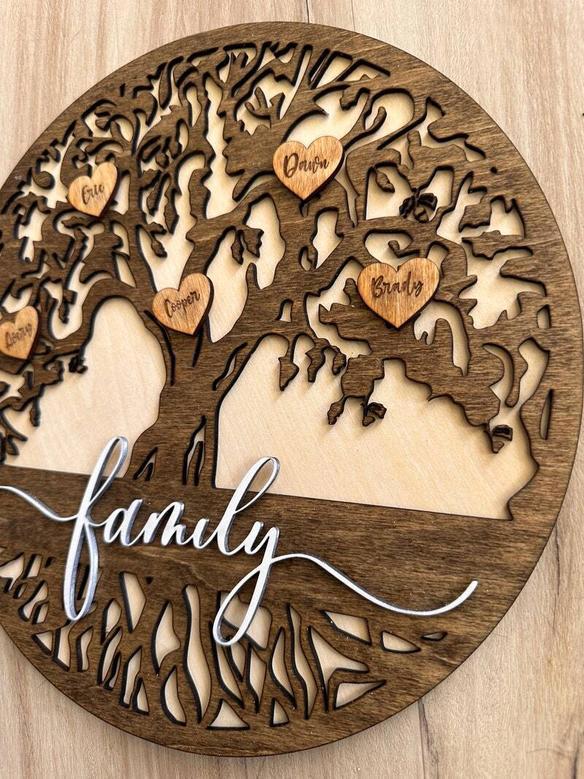 Customized Family Tree Wall Decor For Grandma - Rustic Wooden Sign Gift - Mother's Day And Christmas Present