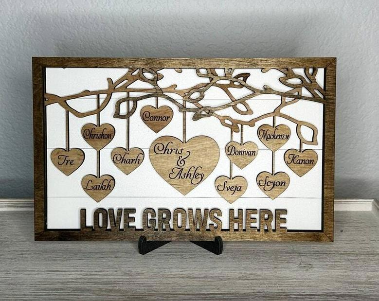 Heartfelt Family Tree Wall Decor With Custom_Name For Mother's Day