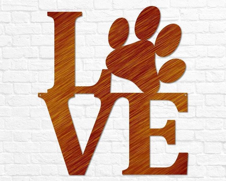 Heartfelt Metal Dog Wall Art With Paw Print Design For Dog Mom And Dad | Customizable Puppy Love DéCor Sign