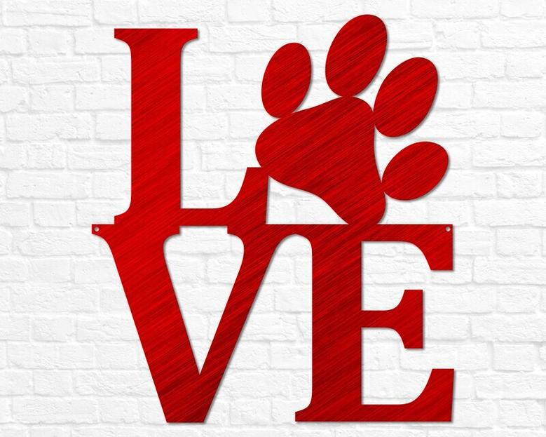 Heartfelt Metal Dog Wall Art With Paw Print Design For Dog Mom And Dad | Customizable Puppy Love DéCor Sign