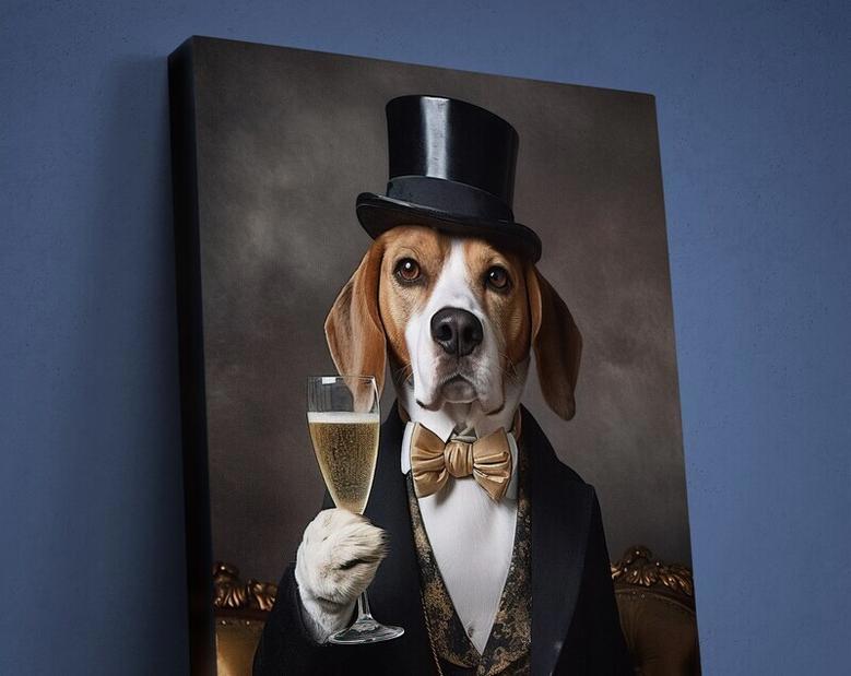 Regal Personalized Dog Wall Art Canvas For Dog Lovers - Royal Gentleman Portrait