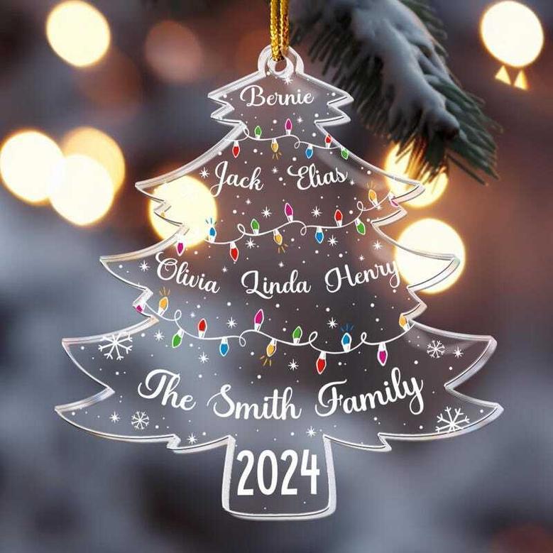 Personalized Family Tree Wall Decor Acrylic Ornament For Christmas 2024 Holiday Keepsake Gift