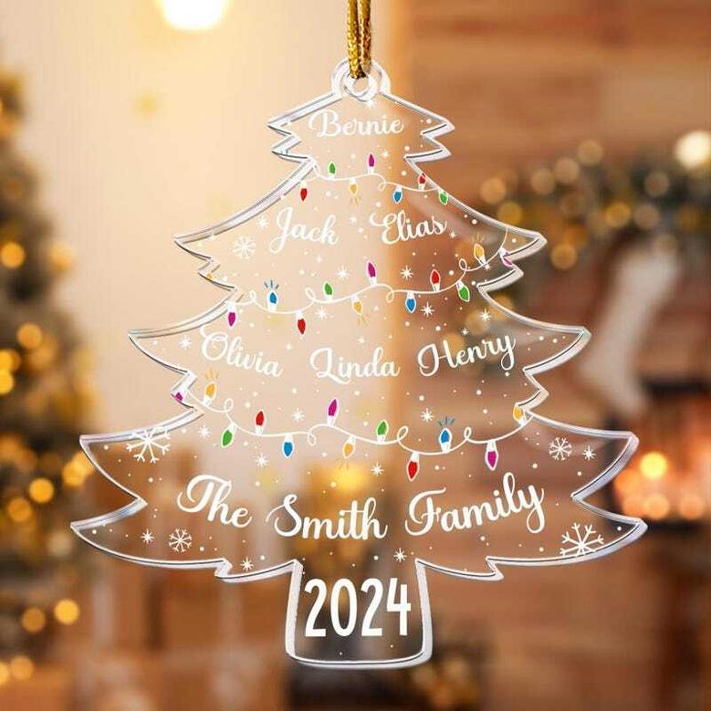 Personalized Family Tree Wall Decor Acrylic Ornament For Christmas 2024 Holiday Keepsake Gift