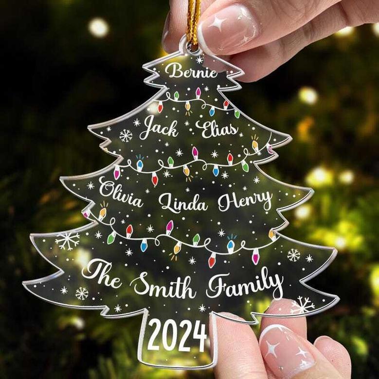 Personalized Family Tree Wall Decor Acrylic Ornament For Christmas 2024 Holiday Keepsake Gift