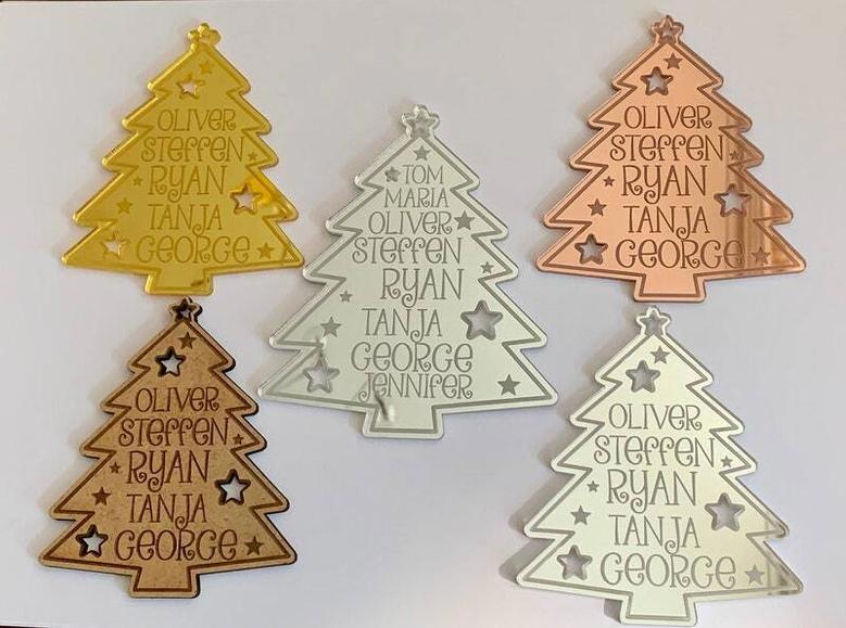 Personalized Wooden Family Tree Wall Decor Ornament For Christmas - Custom Names 2024 Family Gift