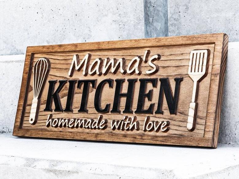 Personalized Mom's Kitchen Wood Sign - Mother's Day & Birthday Gift For Kitchen DéCor