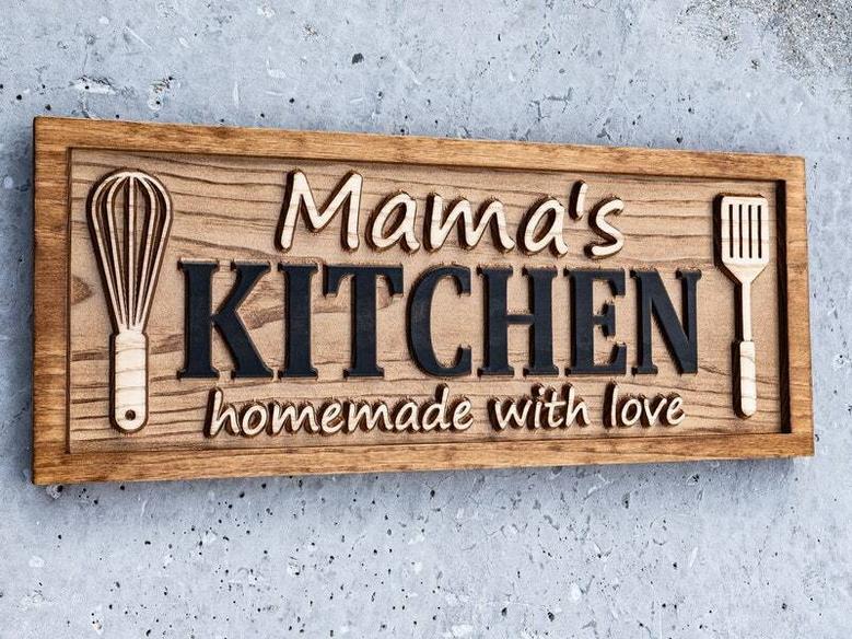 Personalized Mom's Kitchen Wood Sign - Mother's Day & Birthday Gift For Kitchen DéCor