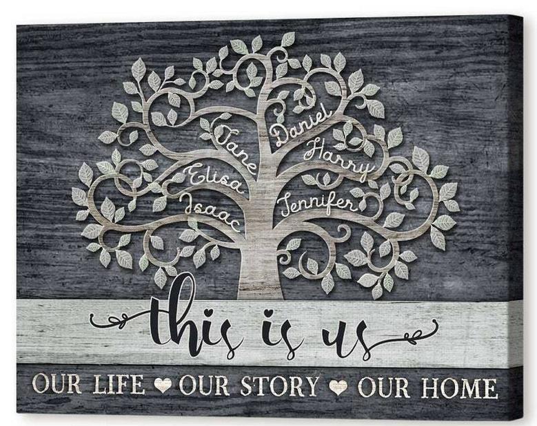 Customizable Family Tree Canvas For Grandparents - Christmas & Anniversary Wall Art Decor