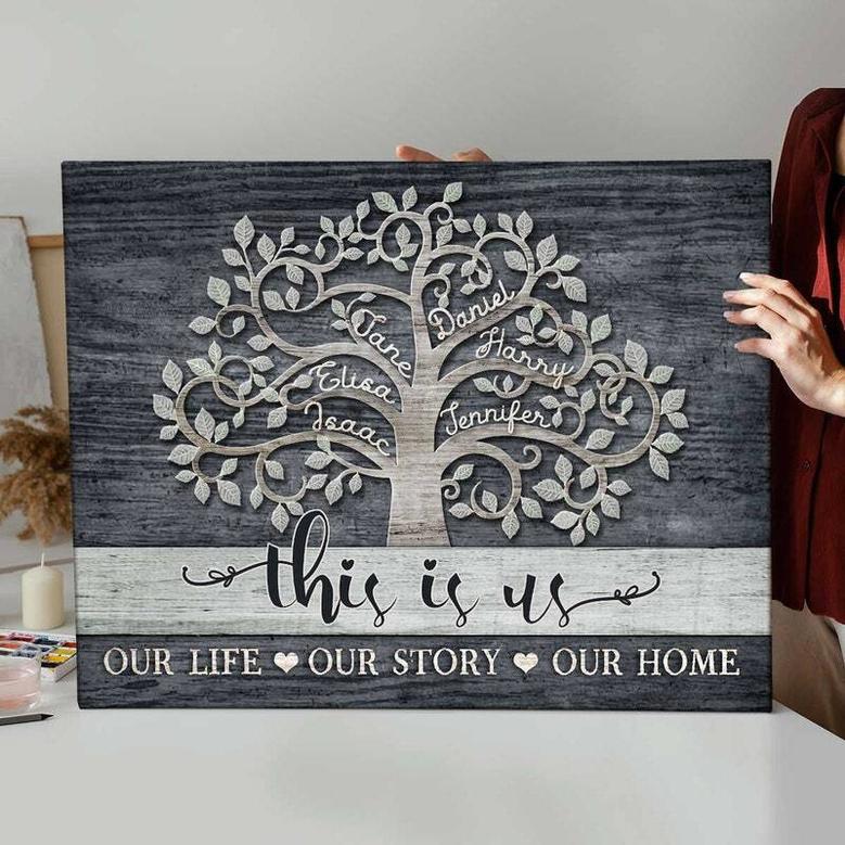 Customizable Family Tree Canvas For Grandparents - Christmas & Anniversary Wall Art Decor