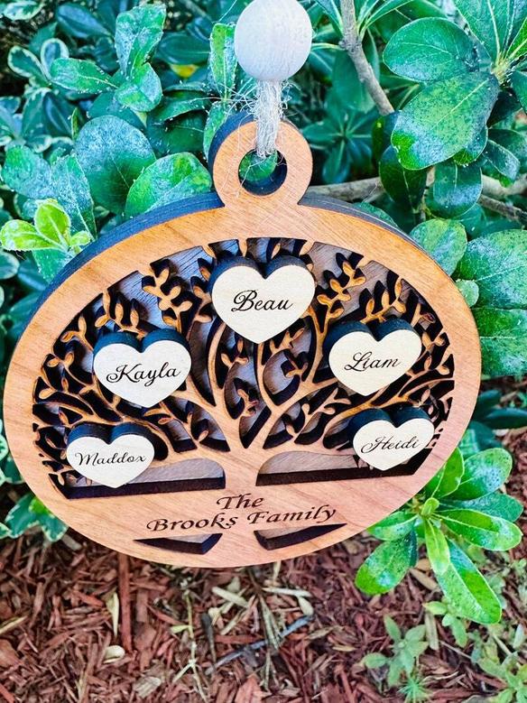 Thoughtful Family Tree Wall Decor - Personalized Wooden Ornament For Holiday Memories