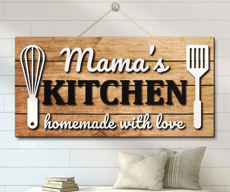 Personalized Mom's Kitchen Signs - Rustic Family Name Wood Decor For Mother's Day