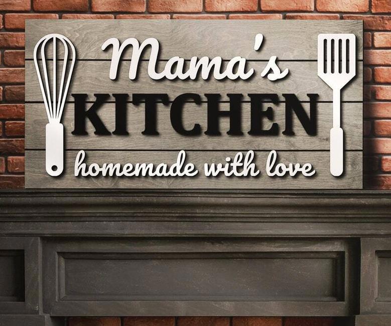 Personalized Mom's Kitchen Signs - Rustic Family Name Wood Decor For Mother's Day