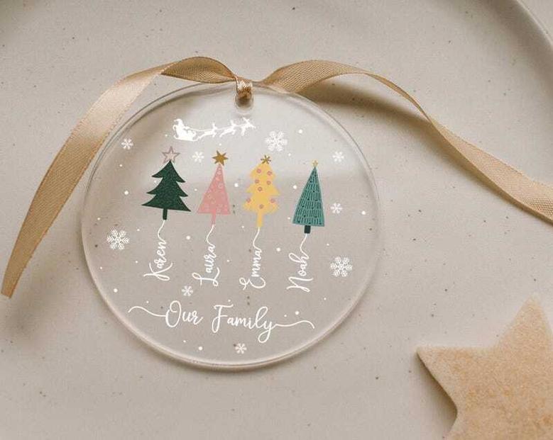 Custom Family Tree Acrylic Ornament For Christmas Wall Decor - Personalized Holiday Gift With Family Name