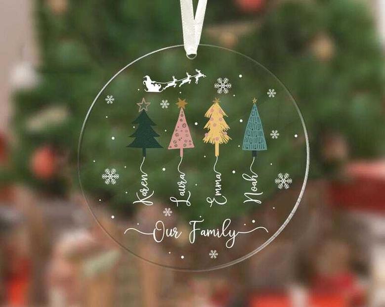 Custom Family Tree Acrylic Ornament For Christmas Wall Decor - Personalized Holiday Gift With Family Name