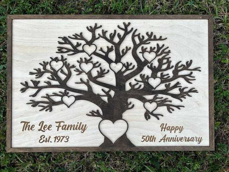 Thoughtful Family Tree Wall Decor Canvas For Parents' Anniversary - Custom Wedding Gift