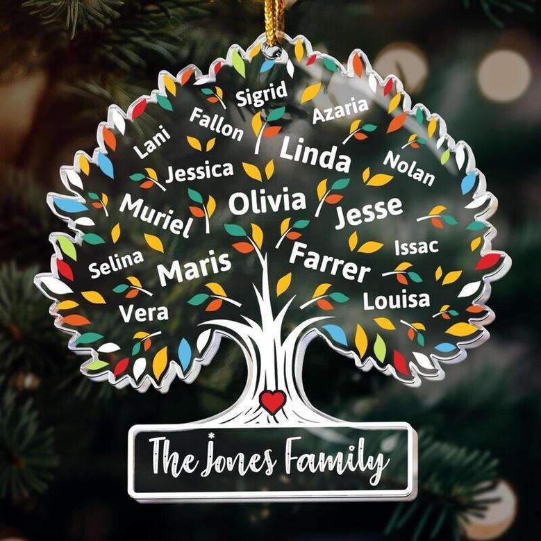 Personalized Family Tree Acrylic Ornament For Christmas 2024 Festive Keepsake Gift