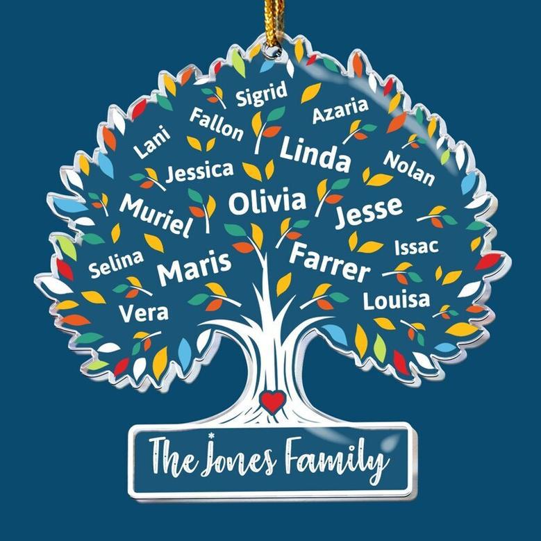 Personalized Family Tree Acrylic Ornament For Christmas 2024 Festive Keepsake Gift