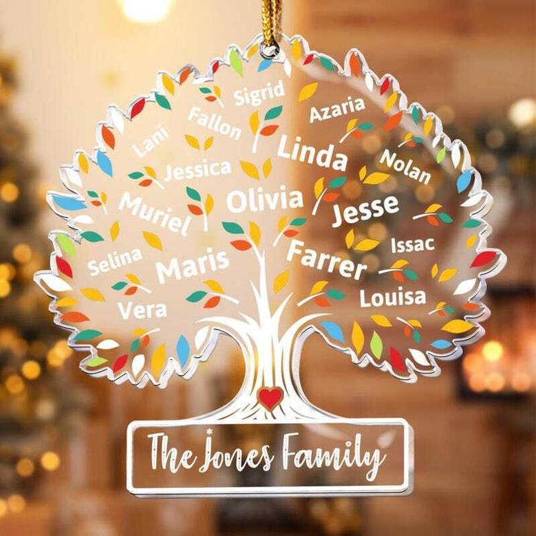 Personalized Family Tree Acrylic Ornament For Christmas 2024 Festive Keepsake Gift