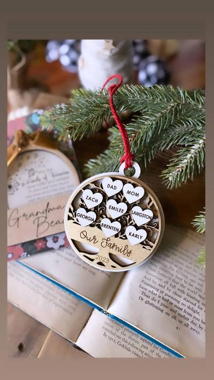 Custom Family Tree Wooden Ornament For Christmas - Thoughtful Neighbor Gift With Names