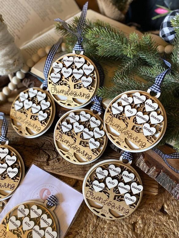 Custom Family Tree Wooden Ornament For Christmas - Thoughtful Neighbor Gift With Names