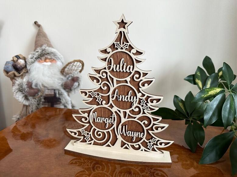 Custom Wooden Family Tree Wall Decor Ornament For Christmas 2024 - Thoughtful Gift