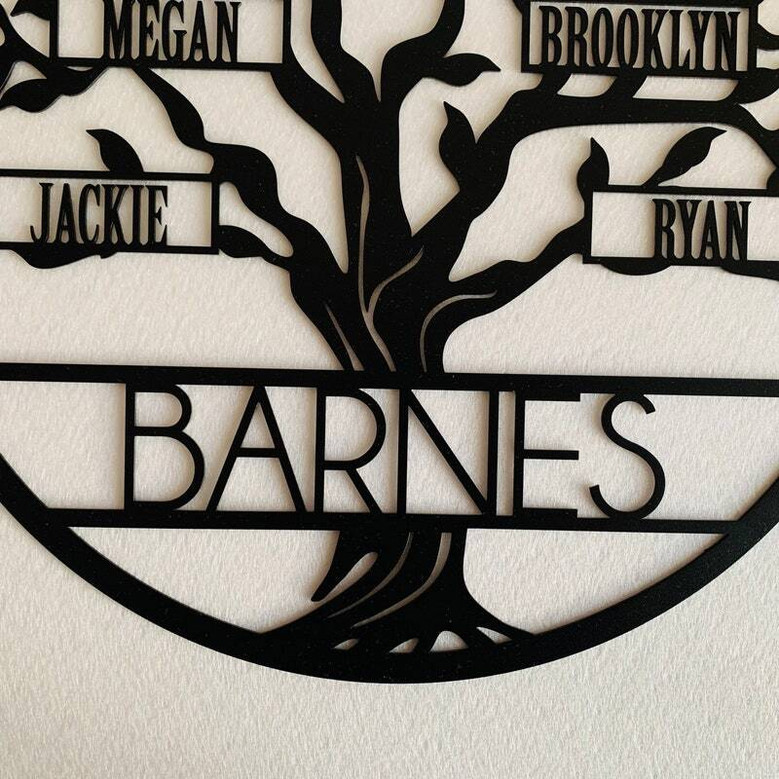 Personalized Metal Family Tree Wall Decor - Custom Sign For Mom's Anniversary Gift