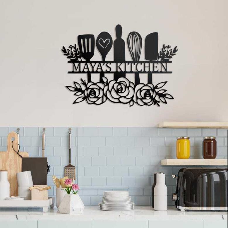 Custom Mom's Kitchen Metal Sign - Personalized Indoor DéCor Gift For Mom And Nana