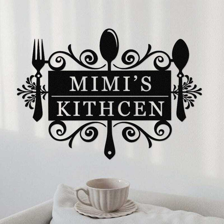 Custom Mom's Kitchen Metal Sign - Farmhouse Wall Art For Cooking Gift