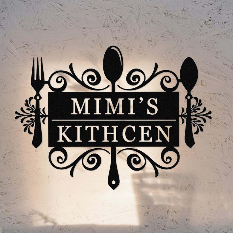 Custom Mom's Kitchen Metal Sign - Farmhouse Wall Art For Cooking Gift