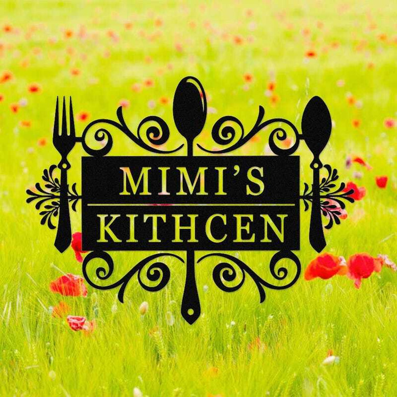 Custom Mom's Kitchen Metal Sign - Farmhouse Wall Art For Cooking Gift