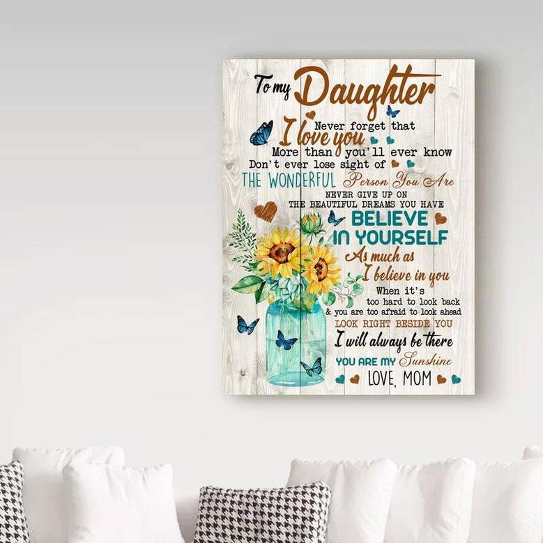 Heartfelt Mother Daughter Art Canvas Butterfly Design - Personalized For Mother's Day Or Birthday Gift