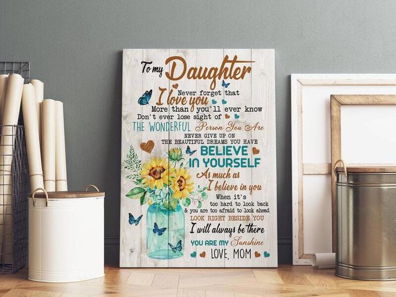 Heartfelt Mother Daughter Art Canvas Butterfly Design - Personalized For Mother's Day Or Birthday Gift