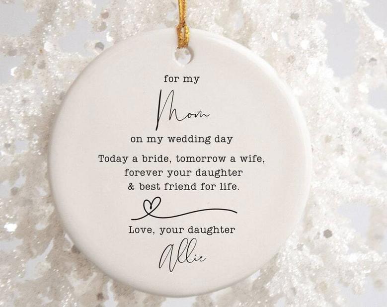 Thoughtful Mother Daughter Art Ornament - Mother Of The Bride Gift For Wedding Or Christmas Keepsake