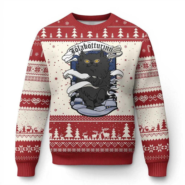 Icelandic Xmas Ugly Christmas Sweater Yule Cat Jolakotturinn Xmas