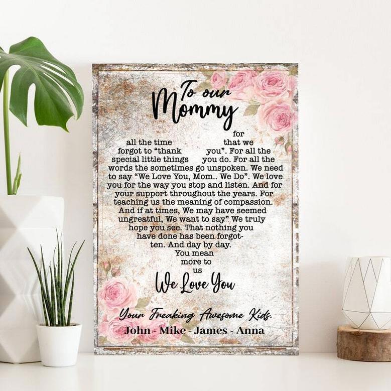 Personalized Mother Daughter Art Canvas - Heartfelt Mom Quote For Mother's Day Gift Decor