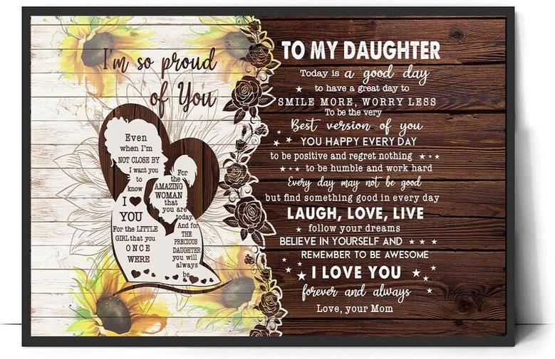 Thoughtful Mother Daughter Art Canvas For Living Room - Proud Of You Mom Wall Art Gift Idea