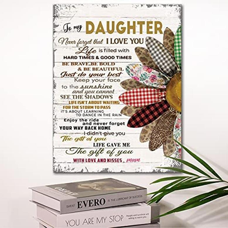 Thoughtful Mother Daughter Art Canvas With Sunflower Design - Meaningful Gifts For Daughter's Bedroom Or Living Room Decor