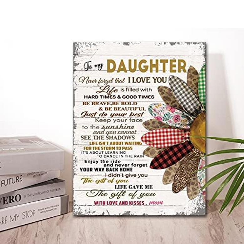 Thoughtful Mother Daughter Art Canvas With Sunflower Design - Meaningful Gifts For Daughter's Bedroom Or Living Room Decor