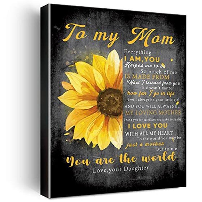 Meaningful Mother Daughter Art Canvas With Sunflower Print - Touching Gift For Mom From Daughter, Ideal For Living Room Or Bedroom