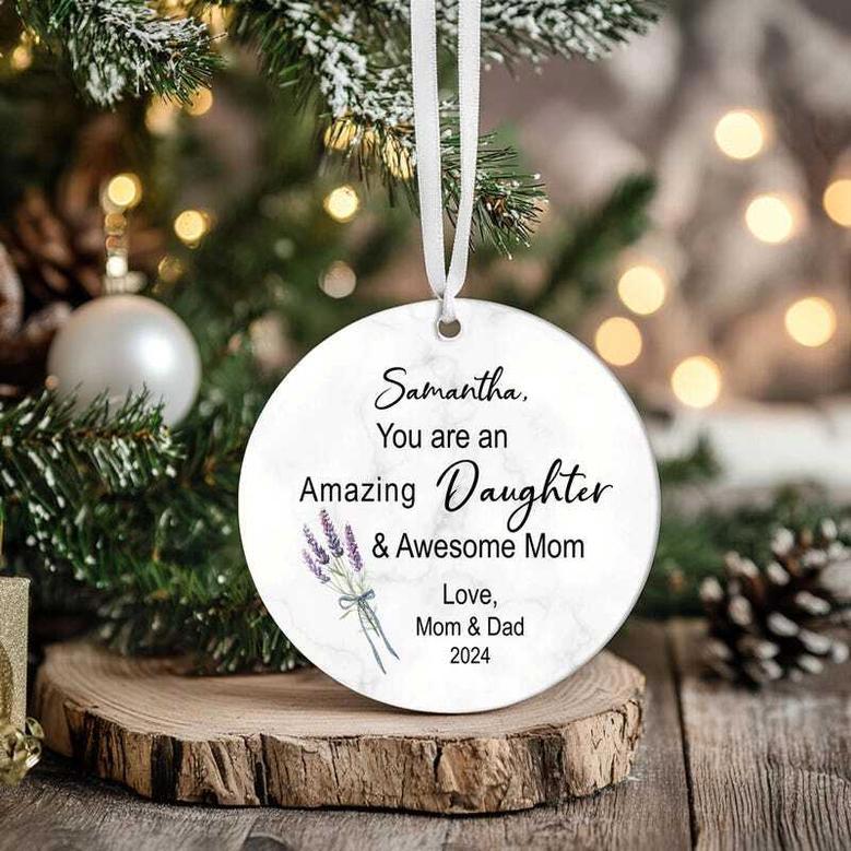 Personalized Mother Daughter Art Ornament For Christmas - Heartfelt Keepsake Gift From Mom And Dad