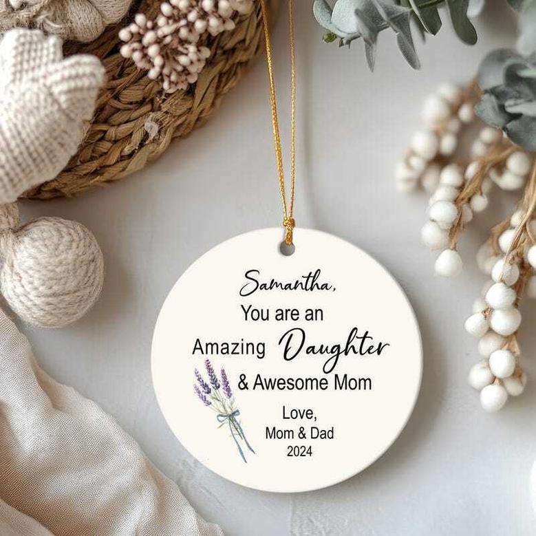 Personalized Mother Daughter Art Ornament For Christmas - Heartfelt Keepsake Gift From Mom And Dad