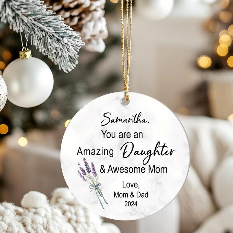 Personalized Mother Daughter Art Ornament For Christmas - Heartfelt Keepsake Gift From Mom And Dad