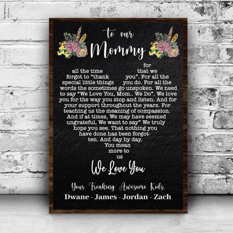 Inspirational Mother Daughter Art Canvas - Personalized Heart Design - Thoughtful Gift For Mom's Day Decor