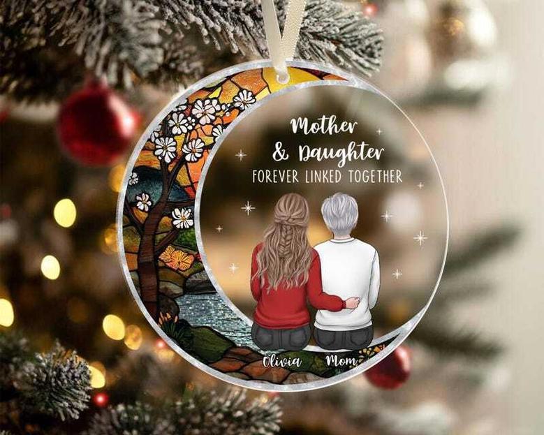 Personalized Mother Daughter Art Ornament For Christmas 2024 - Thoughtful Gift For Mom And Daughter