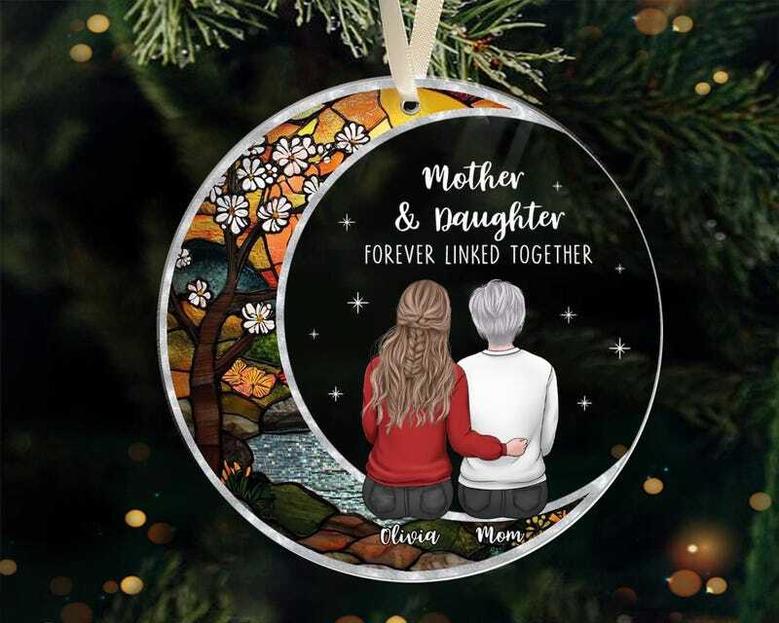 Personalized Mother Daughter Art Ornament For Christmas 2024 - Thoughtful Gift For Mom And Daughter