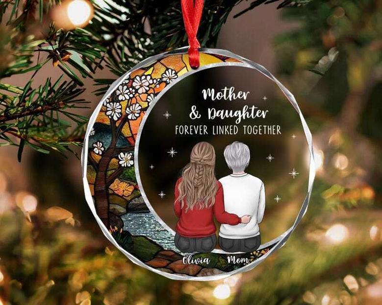 Personalized Mother Daughter Art Ornament For Christmas 2024 - Thoughtful Gift For Mom And Daughter