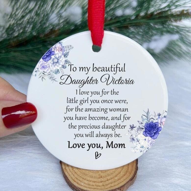 Heartfelt Mother Daughter Art Ornament - Personalized Christmas Gift For Adult Daughter From Mom