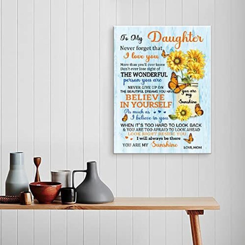 Meaningful Mother Daughter Art Canvas With Poem – Heartfelt Gift For Daughters From Mom, Perfect Wall Art For Bedroom DéCor