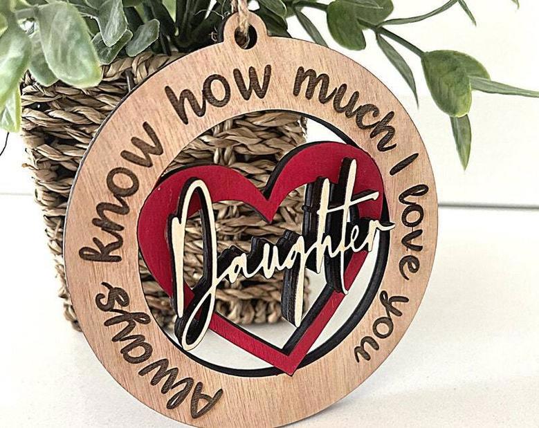 Personalized Mother Daughter Art Wooden Ornaments With Heartfelt Sayings - Ideal For Gifts And Home DéCor